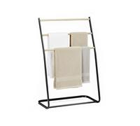 Relaxdays portasciugamani da Terra in Ferro Nero, 3 pioli, per Asciugamani e Abiti, 86x58x30 cm