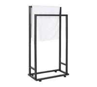Relaxdays Portasciugamani, HxBxT: 77 x 41 x 21 cm, Metallo, 2 Barre, Supporto per Asciugamani, Bagno, Nero, Ferro