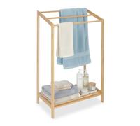 Relaxdays Portasciugamani in bambù, 3 aste, con ripiano, HLP: 86 x 52,5 x 32 cm, freestanding, portasciugamani Bagno.