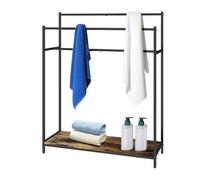 Relaxdays Portasciugamani Industriale con ripiano, 100x82x29 cm, Marrone/Nero, 3 aste da Terra