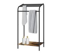 Relaxdays Portasciugamani Industriale con ripiano, 79,5x41,5x28,5 cm, 4 Barrette, Marrone/Nero