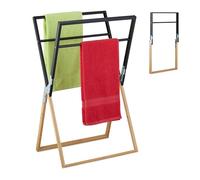 Portasciugamani Pieghevole Bagno Porta Asciugamani Piantana Bambù Ferro 4 Aste