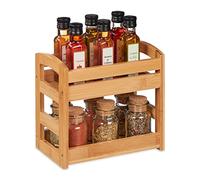 Relaxdays Portaspezie bambù con 2 ripiani spaziosi