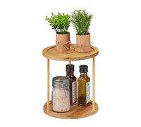 Relaxdays Portaspezie in bambù, Organizer per Spezie, Espositore Spice Rack con 2 Ripiani, HxD: 22,5 x 20 cm, Naturale