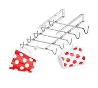 Relaxdays Portatazze, Supporto da Vetrinetta per 10, Appendi Tazze in Metallo, da Mobile, HLP 6x14x28 cm, Argento, Ferro