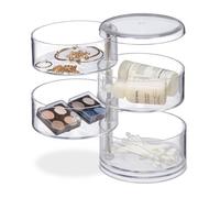 Relaxdays Portatrucchi con 4 Scomparti Rotanti, Make Up Organizer per Rossetti e altro, Box per Cosmetici, Acrilico, Trasparente