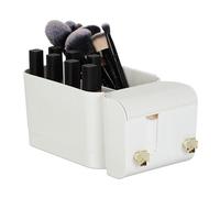 Relaxdays Portatrucchi, Organizer da Parete, 4 Scomparti e 2 Ganci, Contenitore Make-Up Portarossetti, Plastica, Bianco