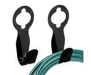Relaxdays Portatubi, Set da 2, Supporto per Tubi da Giardino 30 m, per Rubinetto e Parete, HLP: 23 x 9 x 9 cm, Nero, Ferro