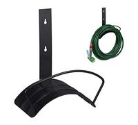 Relaxdays Portatubo da Parete, Tubi da 60 m 5/8", Supporto da Giardino, da Muro Rotondo in Acciaio, Avvolgitubo, Nero