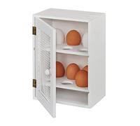 Relaxdays Portauovo, per 12 Uova, Stile Rustic, da Poggiare, Legno & Metallo, Armadietto Portauova,25x18x12 cm, bianco