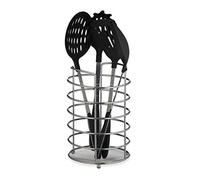 relaxdays Portautensili XL da Cucina, per Posate, Rotondo, Utensili, Acciaio Inox, HxD: 22,5x15 cm, Portaposate, Argento