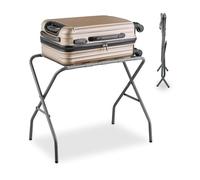 Relaxdays Portavaligie da Camera, Stand Reggivaligia Pieghevole, Porta Valigie da Hotel, 55x67x43 cm, Acciaio, Grigio, 1 Pz