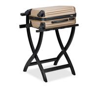 Relaxdays Portavaligie da Camera, Stand Reggivaligia in Legno Pieghevole, Porta Valigie da Hotel HLP: 75x60x41 cm, Nero