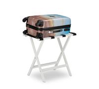 Relaxdays Portavaligia, Pieghevole, in bambù, per Valigie e Borsoni, Supporto Reggivaligia, HLP, 5x58x36,5 cm, Bianco, 53,5 x 58 x 36,5 cm