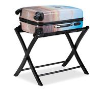Relaxdays Portavaligie Pieghevole, Scaffale in Legno, Cavalletto Reggivaligie, HxLxP: 52,5 x 66,5 x 48 cm, Nero, 1 pz