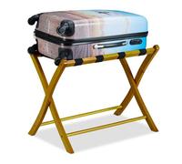 Relaxdays Portavaligie Pieghevole, Scaffale, Cavalletto Reggivaligie, 5 x 48cm, Legno Naturale, HxLxP: 52,5 x 66,5 x 48 cm