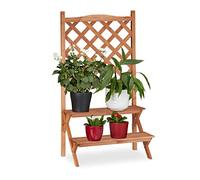 Relaxdays Portavasi a Scala, Scaffale 110 x 61 x 40cm, in Legno d'Abete, 2 Gradini Portafiori, Espositore Marrone Chiaro