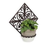 Relaxdays Portavasi da Parete in Ghisa, da Appendere, per il Giardino, Ø 13 cm, Decorativo, da Esterno, Marrone Scuro