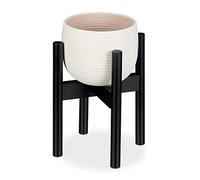 Relaxdays Portavasi in bambù, Regolabile, per Vasi da Max. 32 cm, Portafiori, Supporto per Piante, H:35,5 cm, Nero, 1 pz
