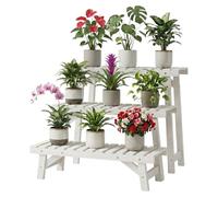 Relaxdays Portavasi, set di 3 pz, H 19,5/33/49 cm, legno di abete, bianco | per interno ed esterno