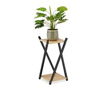 Relaxdays Portavaso a Colonna, Scaffale Porta Fiori 57x29x29 cm, Tavolino, Piedistallo Design, Nero Marrone Chiaro, Fibra di Legno, 1 pz