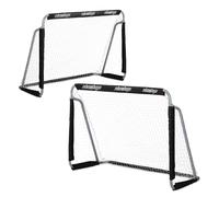 Relaxdays Porte da Calcio, Giardino, Set da 2 per Calcetto, Adulti e Bambini, in Metallo, con Rete, 110x150x75 cm, Nero, Ferro