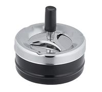 Relaxdays Posacenere con Coperchio Girevole, Porta Cenere Interni e Esterni, Ø 9,5 cm Giardino e Balcone, Nero Argentato