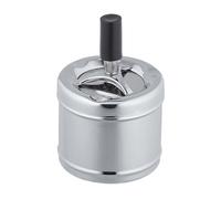 Relaxdays Posacenere con Coperchio Girevole, Porta Cenere Interni e Esterni, HxD 11,5x8 cm Giardino e Balcone, Argentato, Ferro