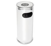 Relaxdays Posacenere da Esterno con Pattumiera Integrata 43 L, Spegni Sigarette, Porta Cenere a Colonnina, Argentato, Acciaio Inox, 1 pz