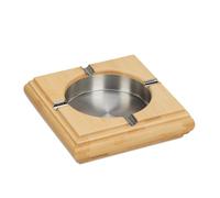 Relaxdays Posacenere in bambù e acciaio inox