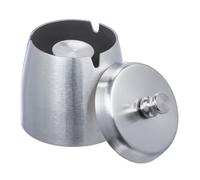 Relaxdays Posacenere con Coperchio, Porta Cenere per Indoor e Outdoor, HxD 9x7,5 cm, per Giardino e Balcone, Argentato, Acciaio Inox