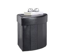 Relaxdays Pouf Imbottito con Contenitore Pieghevole, Triangolare, Moderno, finta pelle, Nero, HxLxP: 38 x 38 x 38 cm