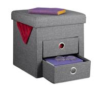Relaxdays Pouf contenitore con 2 cassetti piccoli