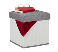 Relaxdays Pouf contenitore in bambù bianco