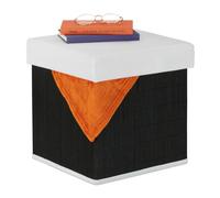 Relaxdays Pouf contenitore in bambù nero