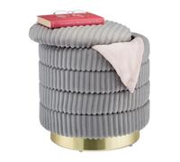 Pouf contenitore in velluto grigio Sgabello imbottito Poggiapiedi elegante