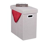 Relaxdays Pouf Contenitore per Sedersi, Coperchio Imbottito, HxLxP: 49 x 48,5 x 27 cm, Poggiapiedi a Cubo, Beige, Fibra di Legno