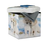 Relaxdays Pouf contenitore pieghevole con motivo