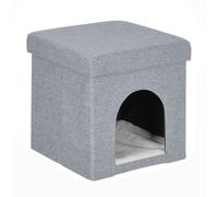 Relaxdays Pouf grigio e cuccia per gatti 2 in 1