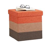 (TG. HxLxP: 38 x 38 x 38 cm) Relaxdays Pouf Imbottito con Contenitore, a Strisce