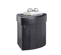 Relaxdays Pouf Imbottito con Contenitore Pieghevole, Triangolare, Moderno, finta pelle, Nero, HxLxP: 38 x 38 x 38 cm