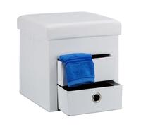 Relaxdays Pouf in similpelle con 2 cassetti