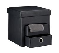 Relaxdays Pouf in similpelle con 2 cassetti