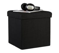 (TG. 38x38x38 cm) Relaxdays Pouf Pieghevole con Contenitore, Sgabello a Forma di