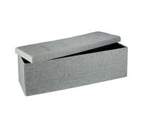 Relaxdays Pouf Pieghevole con Contenitore XXL, Panca Divanetto Portaoggetti, Lino, HxLxP 38 x 114 x 38 cm, Grigio, Tela