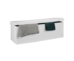 Relaxdays Pouf pieghevole in lino con contenitore