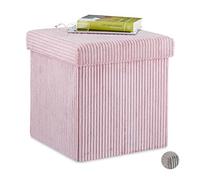 Relaxdays Pouf, Pieghevole, Sgabello Imbottito con Contenitore, Quadrato, con Coperchio, HxLxP: 38 x 38 x 38 cm, Rosa