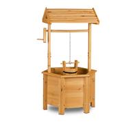 Relaxdays Pozzo Decorativo da Giardino, Carrucola, Secchio, Abbellimento da Esterno, Decorazione, 82x47x41 cm, naturale
