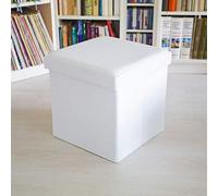 Relaxdays Puff Pieghevole, Vinile, 38 X 38 X 38 cm, Bianco - NUOVO