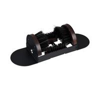 Relaxdays Pulisci Scarpe Ingresso con Spazzole 3 Lati, Pulizia Sneaker e Suola Stivali, Tappetino da Esterni, Setole, 40% Legno, Nero, Marrone Scuro, 12x46,5x15,5 cm